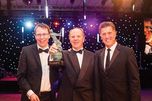 Customer-Focus-Award---Martin-McVicar-of-Combilift,-Winner-Ian-Mounce-of-Bristol-Forklifts-and-Jonny-Gould