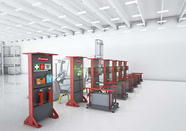 Fronius offers an extensive range of product and system solutions for equipping standards-compliant battery charging rooms and stations. (Image: Fronius)