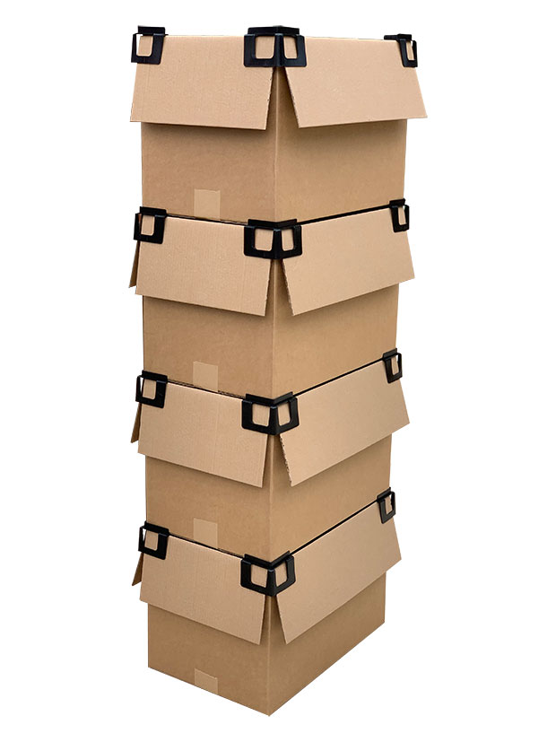 Box Latch™ Clip & Stack device delivers supply chain efficiencies and saves costs Warehouse